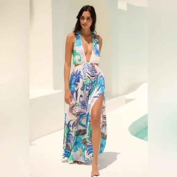 NWT By Anthropologie Plunge Cutout Maxi Dress - Picture 3 of 4